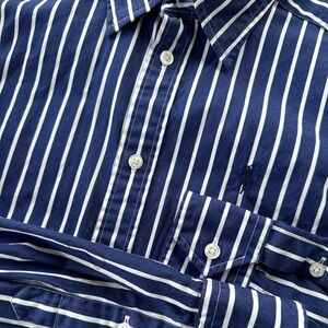 POLO Ralph Lauren Women’s Navy & White Stripe Slim Fit Cotton Blouse - Size 6